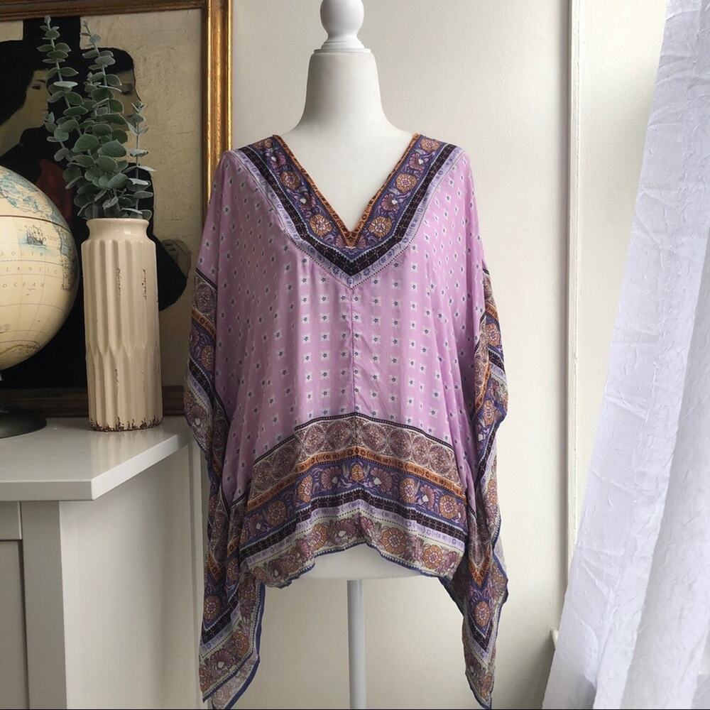 Sundance Light Purple Boho Printed Kaftan Top